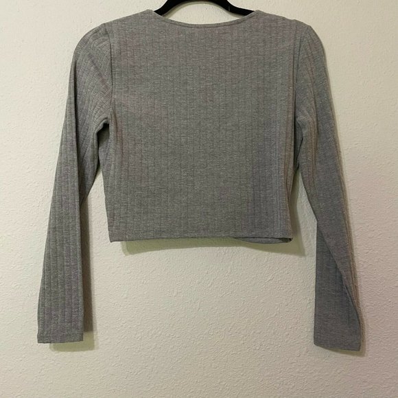 Sophie Rue Gray Long Sleeve Ribbed Sweater S - Picture 2 of 7